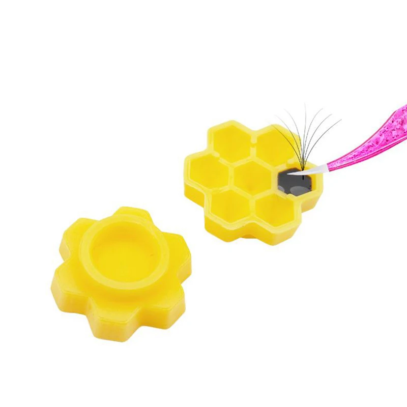 Honeycomb Plum Blossom Shaped Enxerto Cílios, Delay Cup Cílios, suporte de cola, Cílios Extensão, Maquiagem Suprimentos, 100pcs