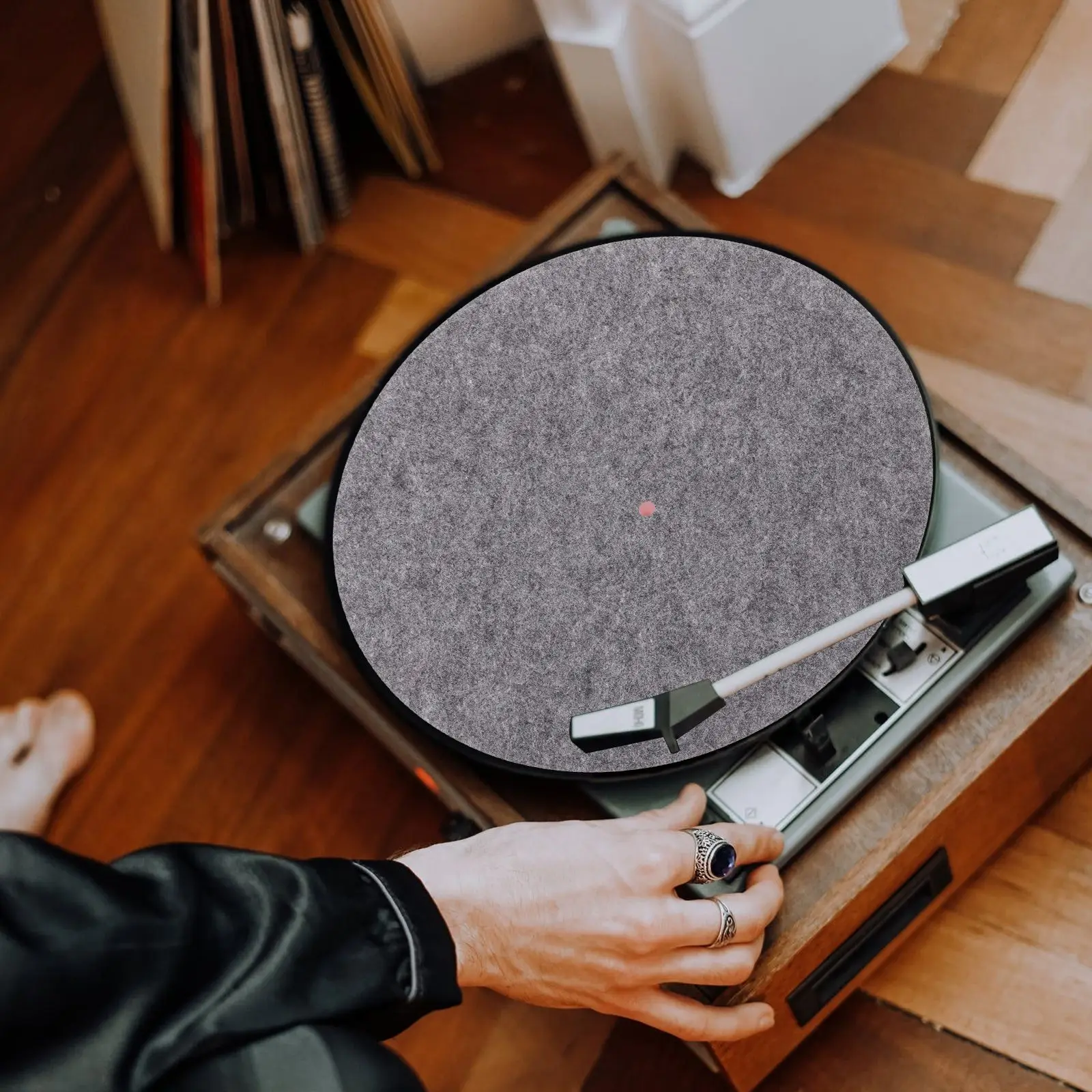 2 Pcs Record Mat Recorder Protective Turntable Platter Vinyl Records Voice Player Accessories Felt
