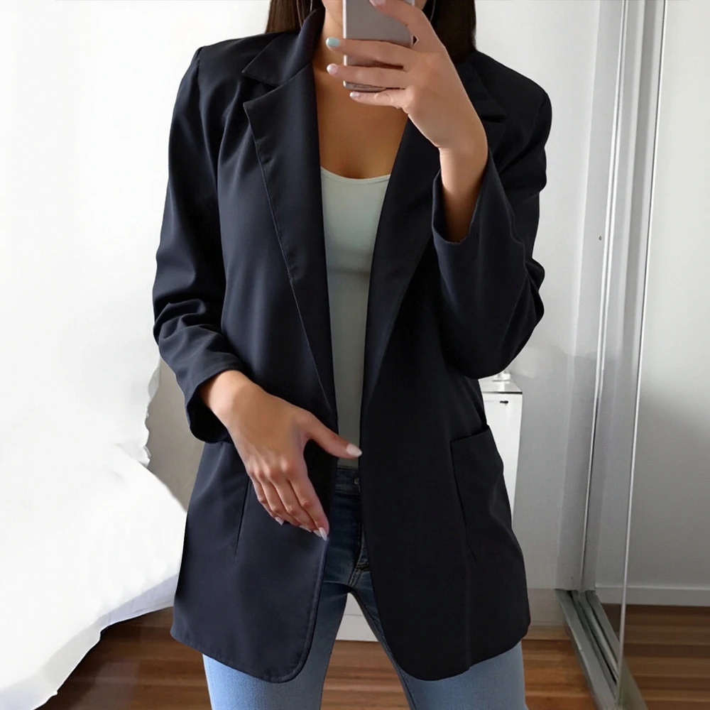 Blazer da donna Autunno 2025 Blazer formale chic da ufficio con tasche a maniche lunghe e collo a scialle