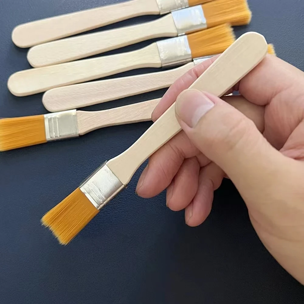10Pcs Wooden Handle Nylon Bristle Paint Brush for Oil Painting, Dusting and Cleaning - Unrechargeable Hand Tool Set Without Batt