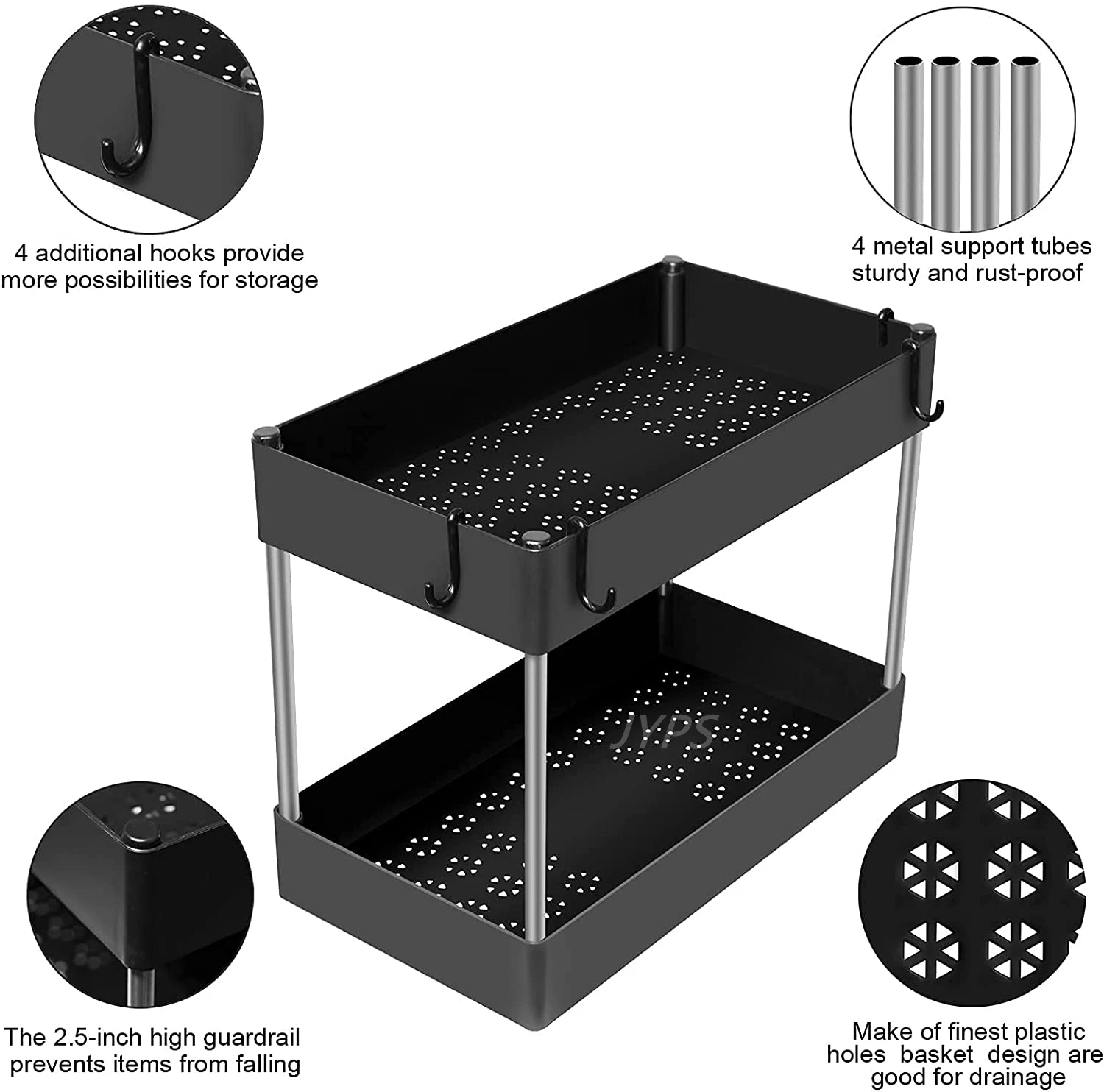 2 Layer Sink Storage Rack With Hook Multifunctional Storage Rack for Kitchen Bathroom Sink and Countertop Kitchen Sink Organizer