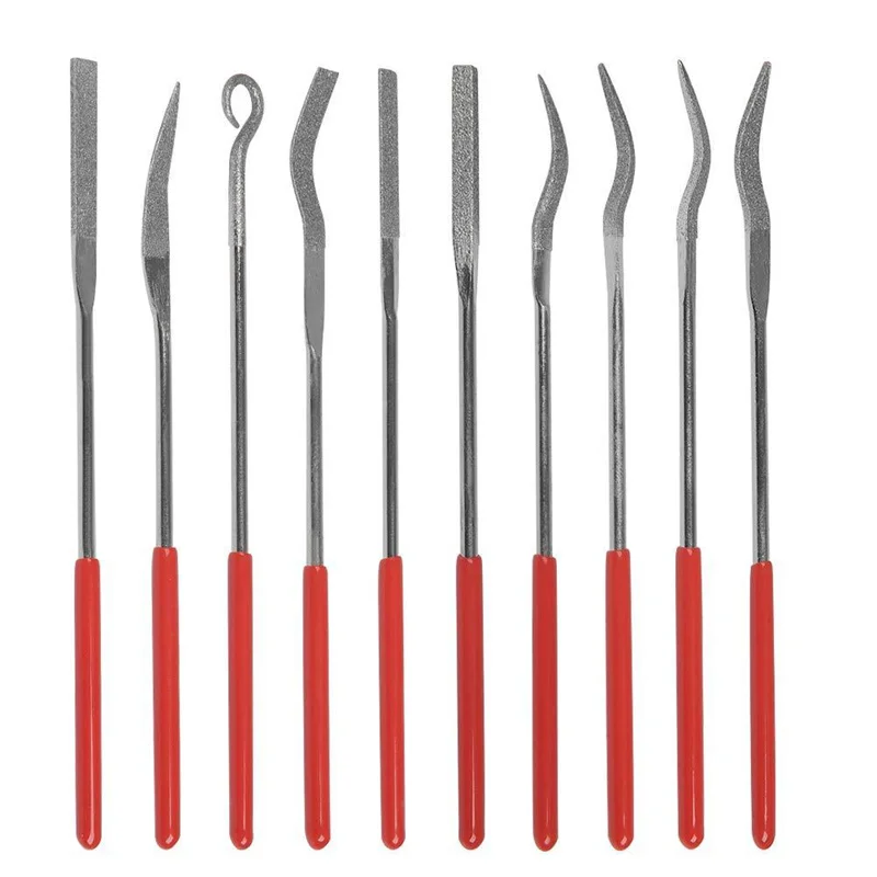 Mini Conjunto de Arquivo Diamante Fino 150 Grão Arquivo Diamante Plana Triângulo Agulha Arquivos para Metal Vidro Cerâmica Ferramentas para Trabalhar Madeira 10 Peças