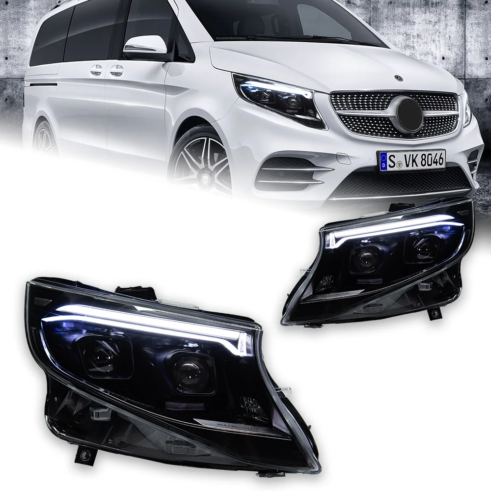 AKD Car Styling Head Lamp for Benz Vito Headlights 2016-2023 W447 LED Headlight LED DRL Projector Lens Dynamic Auto Accessories