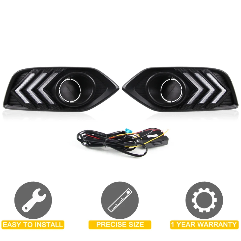 2Pcs Front Fog Lamp Cover With LED DRL Daytime Running Light Turn Signal Indicator For Honda HRV HR-V 2018 2019 2020