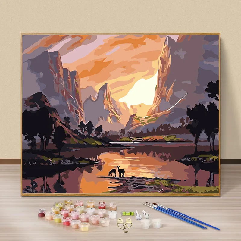 

1602052Digital Oil Painting DIY Coloring Digital Painting Hanging Painting Plants Flowers Landscape Decoration Painting