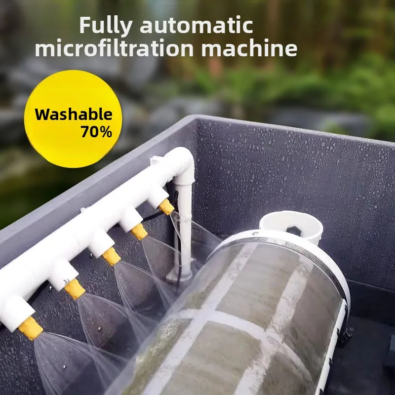W5 - large fish pond drum microfiltration system, fully automatic backwash filter, fish waste separator, aquaculture purifier
