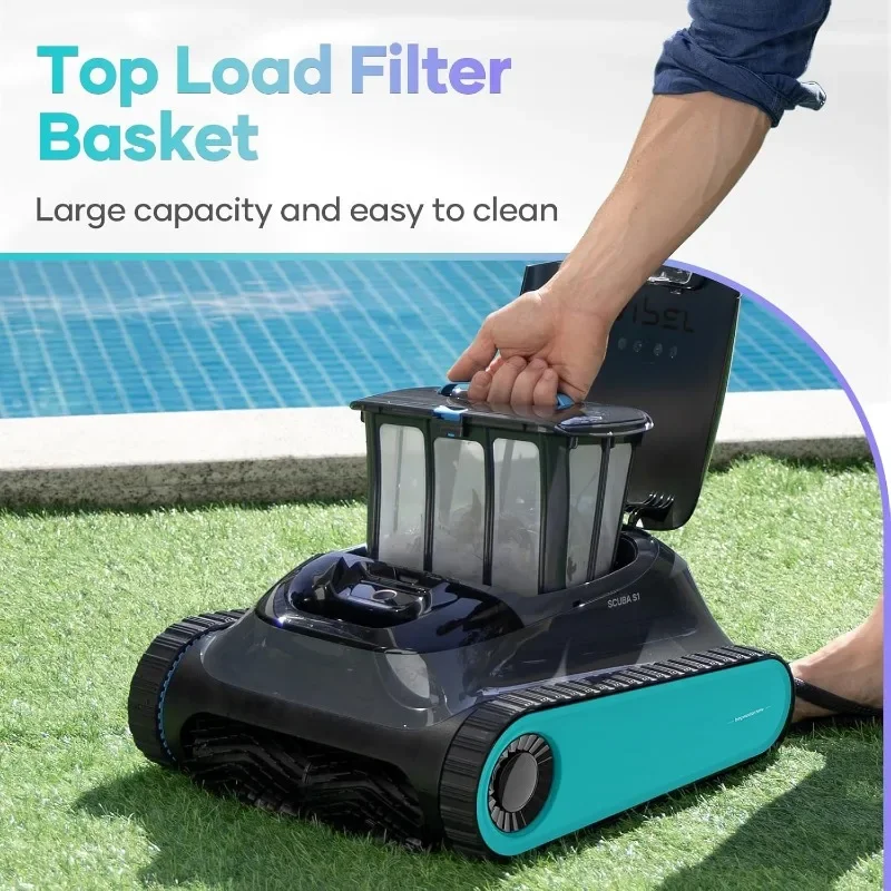 Cordless Robotic Pool Cleaner, Pool Vacuum for Inground Pools, Walls and Waterline Cleaning