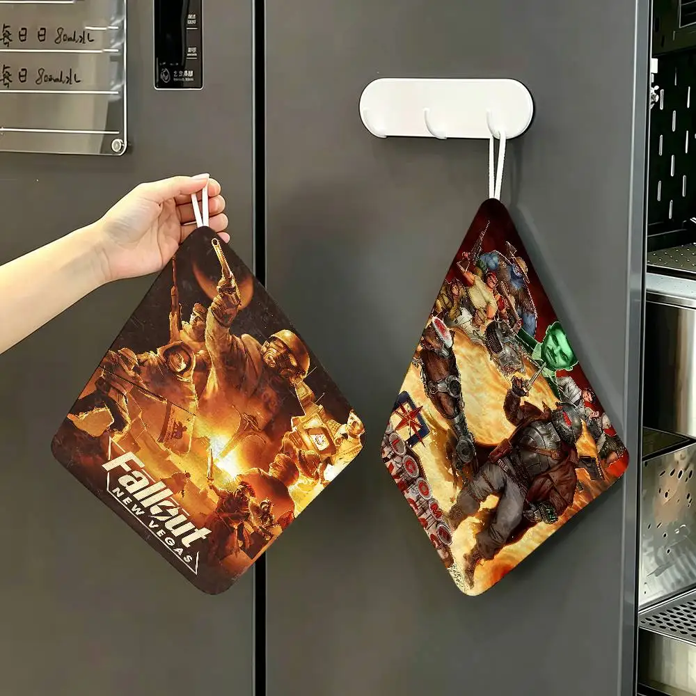 F-FFallout New Vegas Canvas  Hanging Polyester Cotton Towel, Reusable Hand Wiping Cloth, Wear Resistant for Home Kitchen Sink