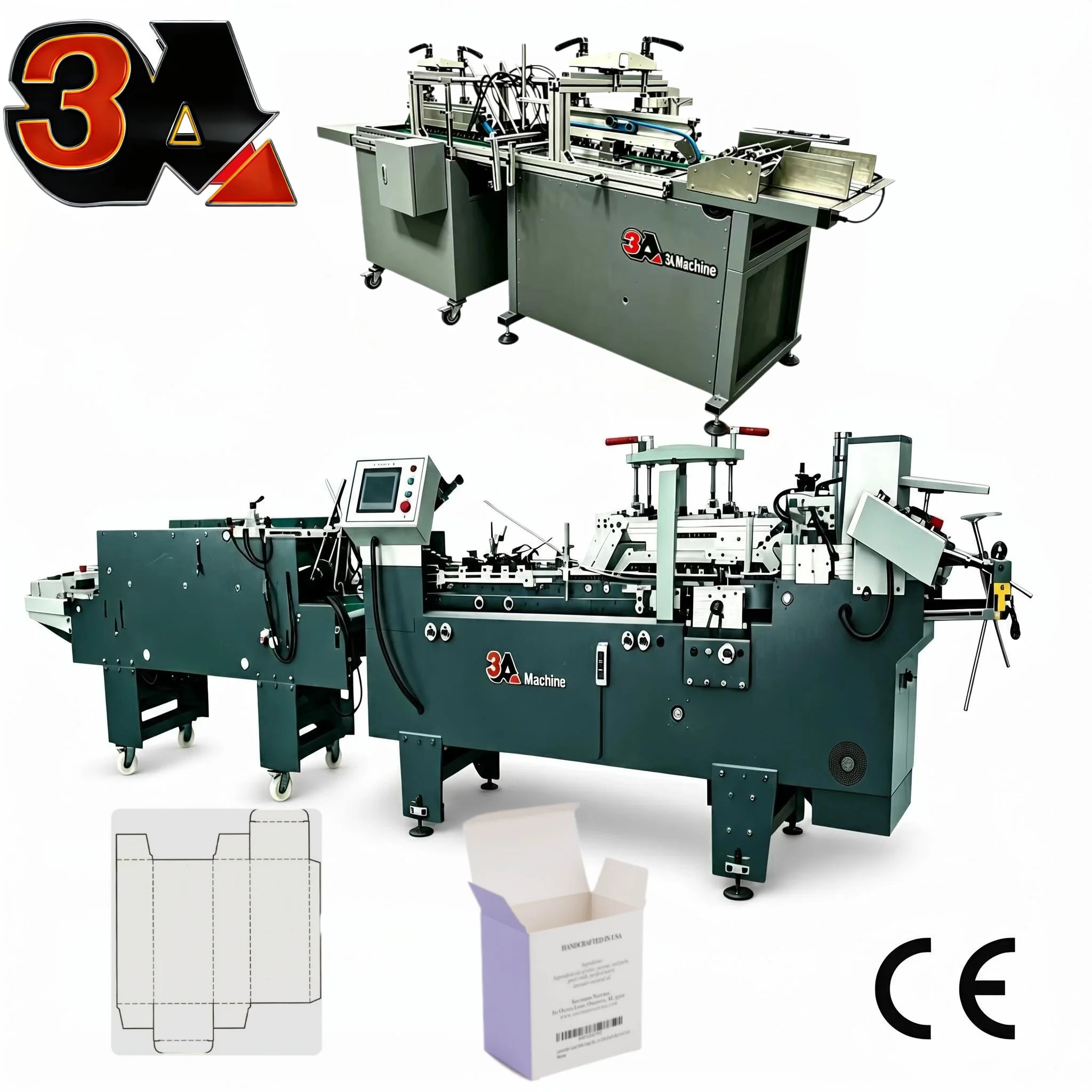 Automatic 3A-580 Carton Gluing Machine with PLC Programmed for Small Boxes