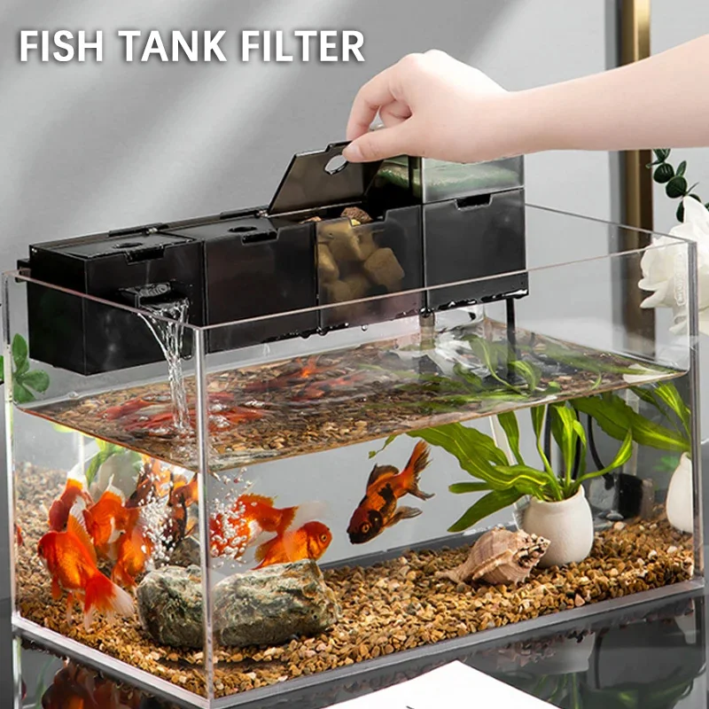 

Aquarium Filter Box Quadruple Filtration Water Purifier Wall Mounted Fish Tank Waterfall Oxygenator Water Circulation System