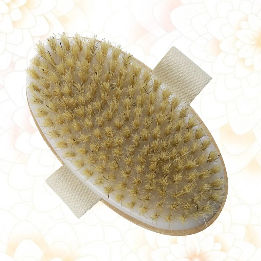 

Pig Bristle Natural Wooden Handle Bath Massage Brush Exfoliating Shower Scrubber Body Cleansing Tool Bristle Shower Brush