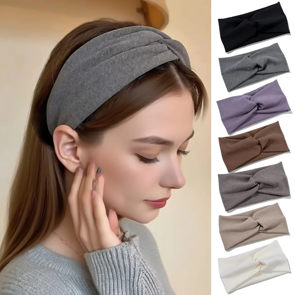 Women's Solid Color Cross Hair Band for Sports Fitness Running Yoga - Casual Comfortable Hairband