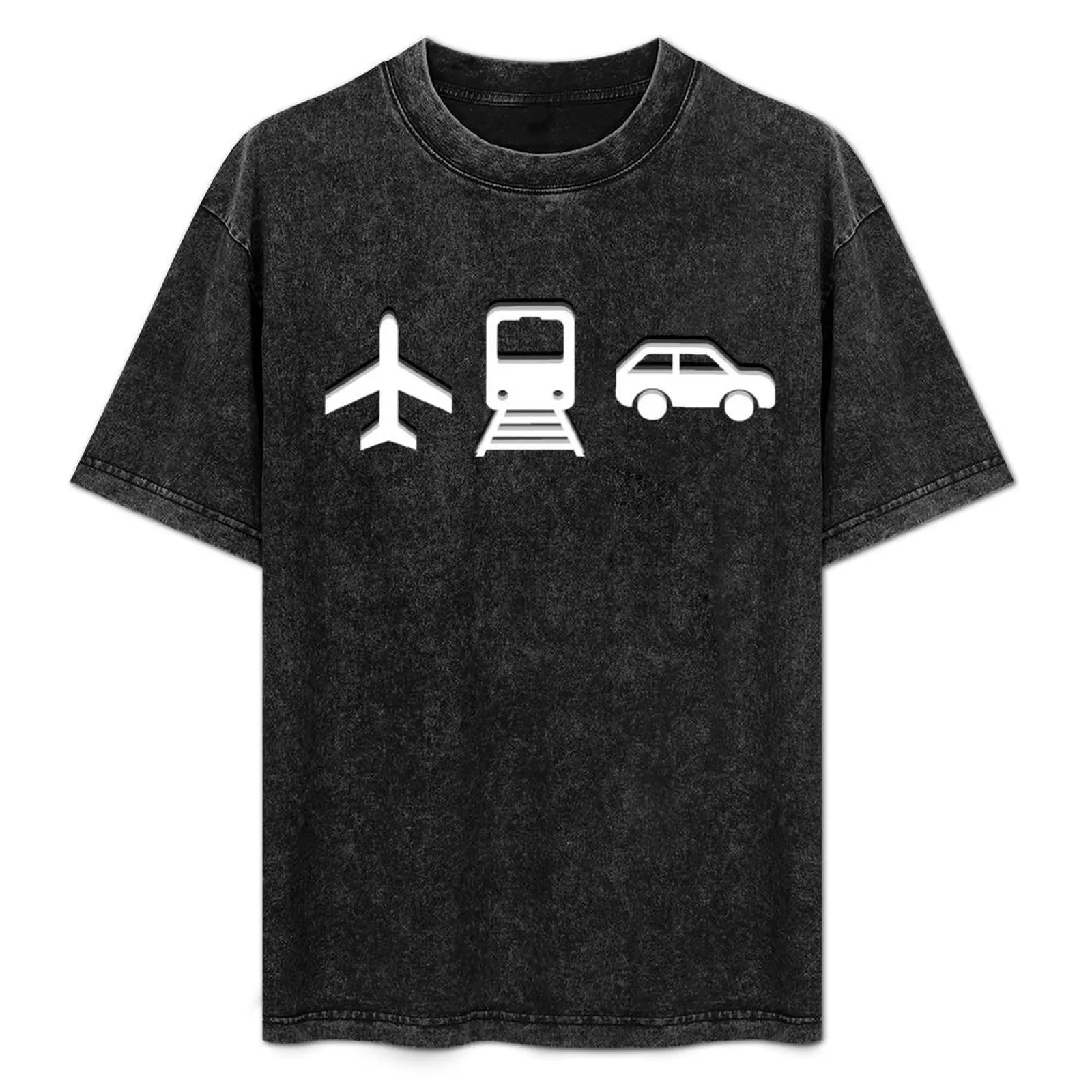 Planes, Trains, and Automobiles (White) T-Shirt Basic Plain Short Sleeve Crew Neck Tee