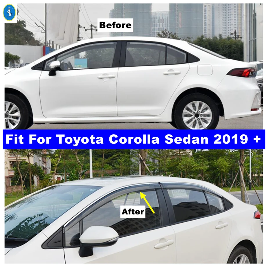 

For Toyota Corolla Sedan 2019 - 2023 Side Window Vent Visor Sun Rain Deflector Guard Awning Shelter Adhesive Cover Accessories