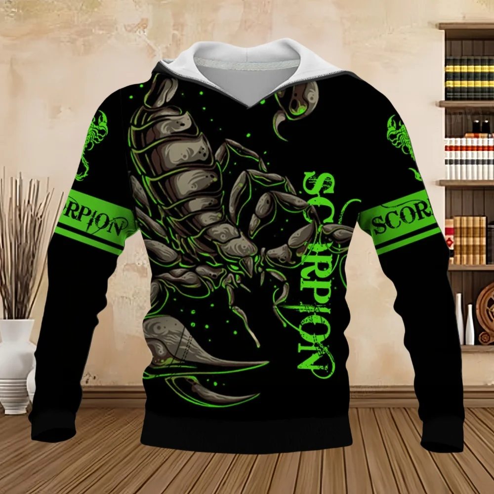 Scorpion 3D Print Men's Sweatshirt Graphic Hoodie with Kangaroo Pocket Comfy Loose Trendy Fall Hooded Pullover Mens Clothing