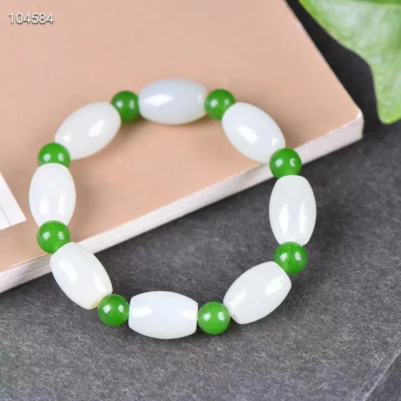 

NaturalHetian Jade White Corn Bracelet as Right as Rain Beads Men's and Women's Bracelets Send Certificate One P