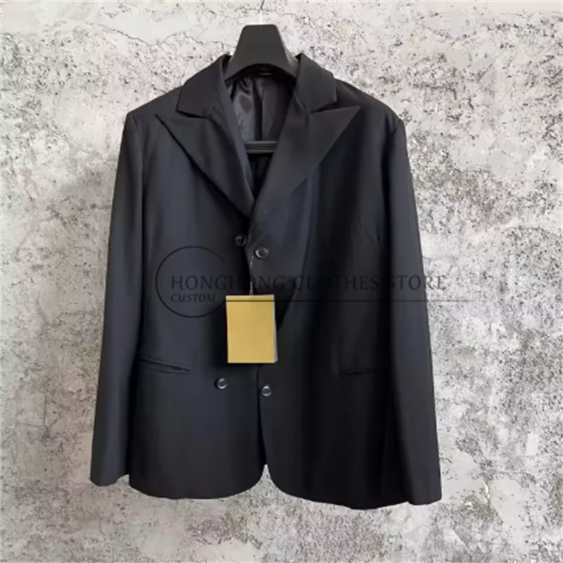 TOP-YAMAMOTO Double-breasted black wrinkle-resistant suit, men's casual jacket, versatile plus-size banquet coat