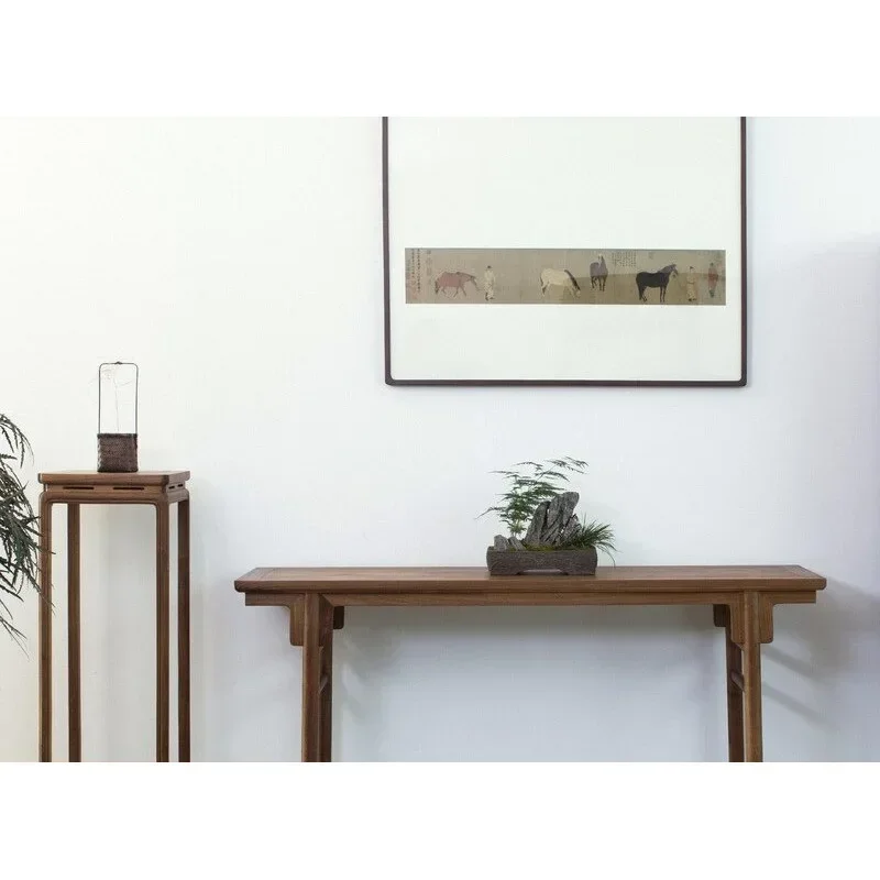 Lemari kayu kenari hitam Cina baru bergaya Zen, lemari strip kepala datar, furnitur desainer Ming kuno