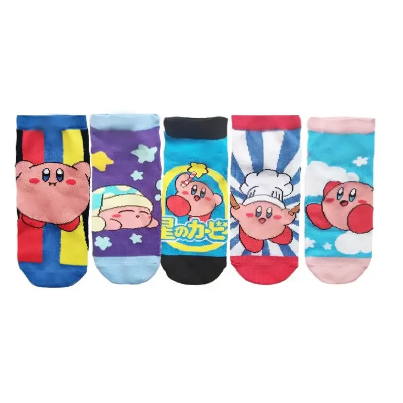 5Pcs Star Kirbys Children Sock Game Cartoon Print Summer Versatile Cotton Vogue Kids Toddler Short Boat Socks Cute Birthday Gift