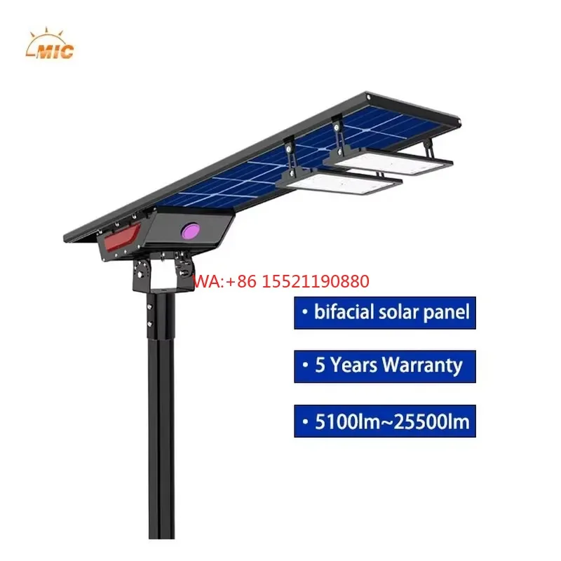 wmwmnu for Bifacial IP66 25500LM Solar Road Luminaire Integrated High Power LED Area Light for Highway Coastal Sea Port Jetty