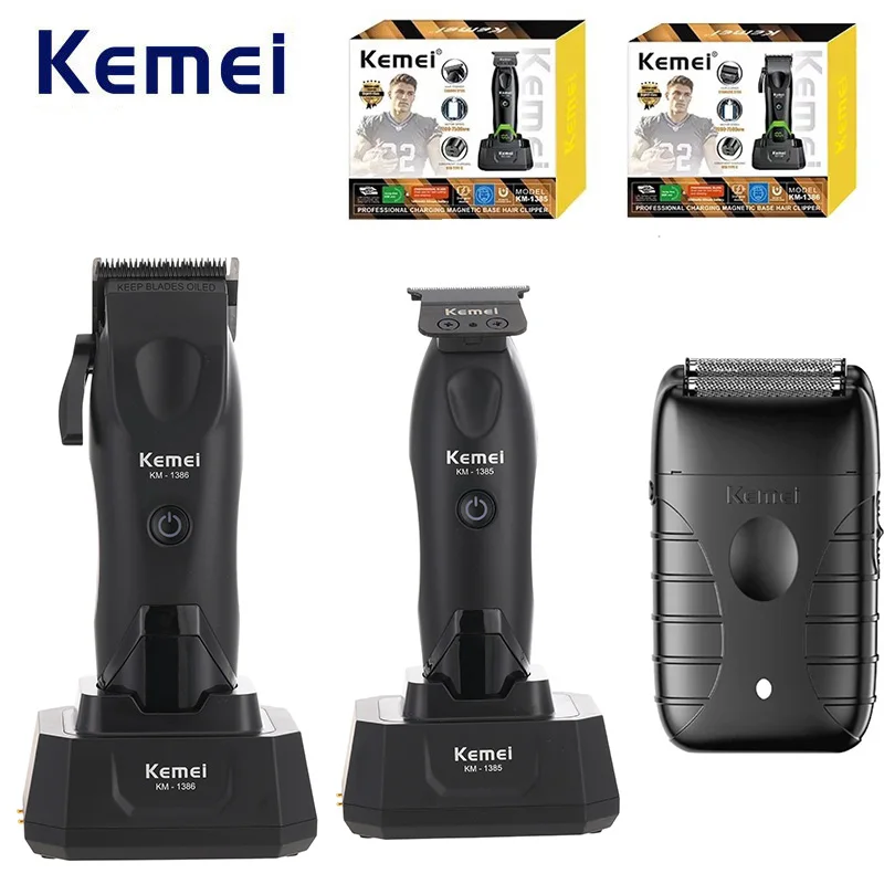 Kemei 1385 1386 T95 hair clipper electric shaver combo cordless zero gap hair trimmer finish hair cutting machine razor for men