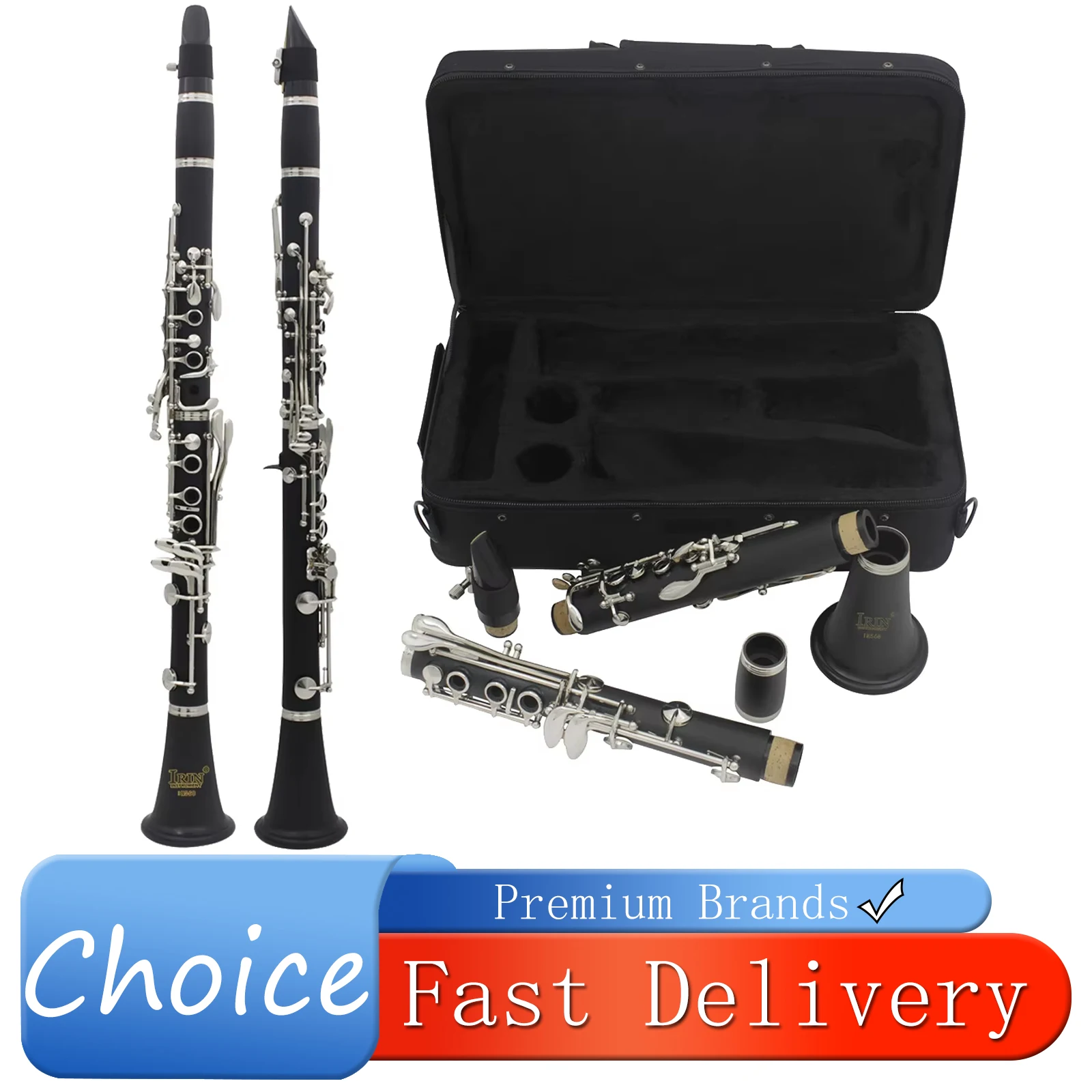 

IRIN Clarinet Bb Clarinet 17 Keys 6 Rings Bakelite Blackwinds Professional Woodwind Musical Instruments With Accessories Bag