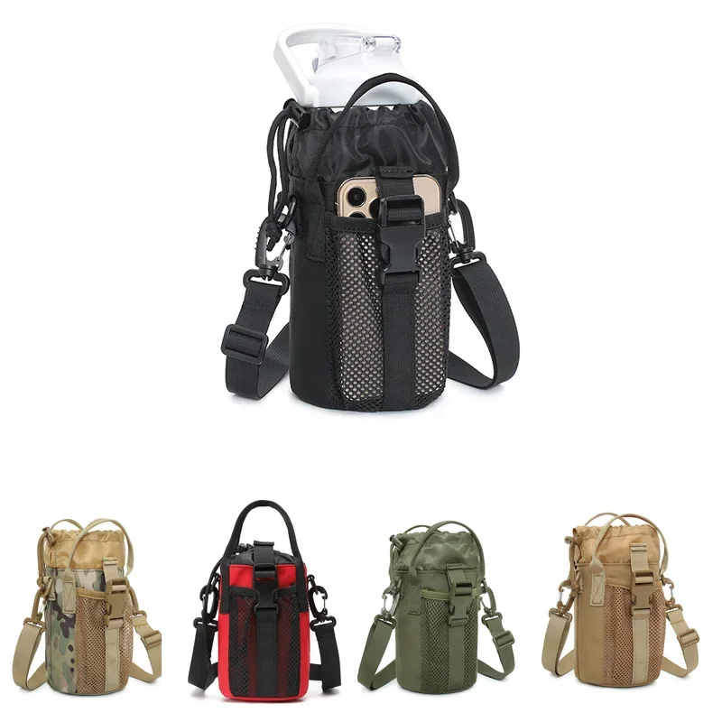 1000D Nylon Water Bottle Cover Bag Tactical MOLLE Bag Large Capacity Cross Body Phone Storage Bag Water Bottles Holder