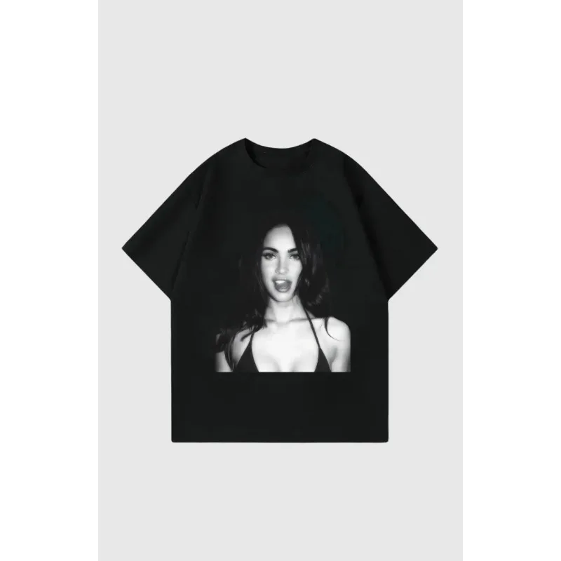 Megan Fox Graphic T-shirt Vintage Streetwear Y2K Aesthetic Unisex Oversized Crew Neck Cotton Short Sleeve Tee Tops Hot Sale