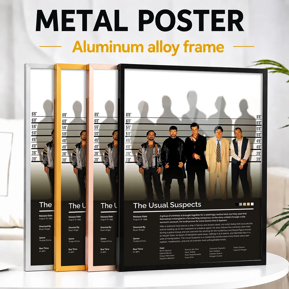 The Usual Suspects Movie Framed Aluminum Metal Poster Customized Screen Tribute Wall Art Perfect In Theater For Story Lovers