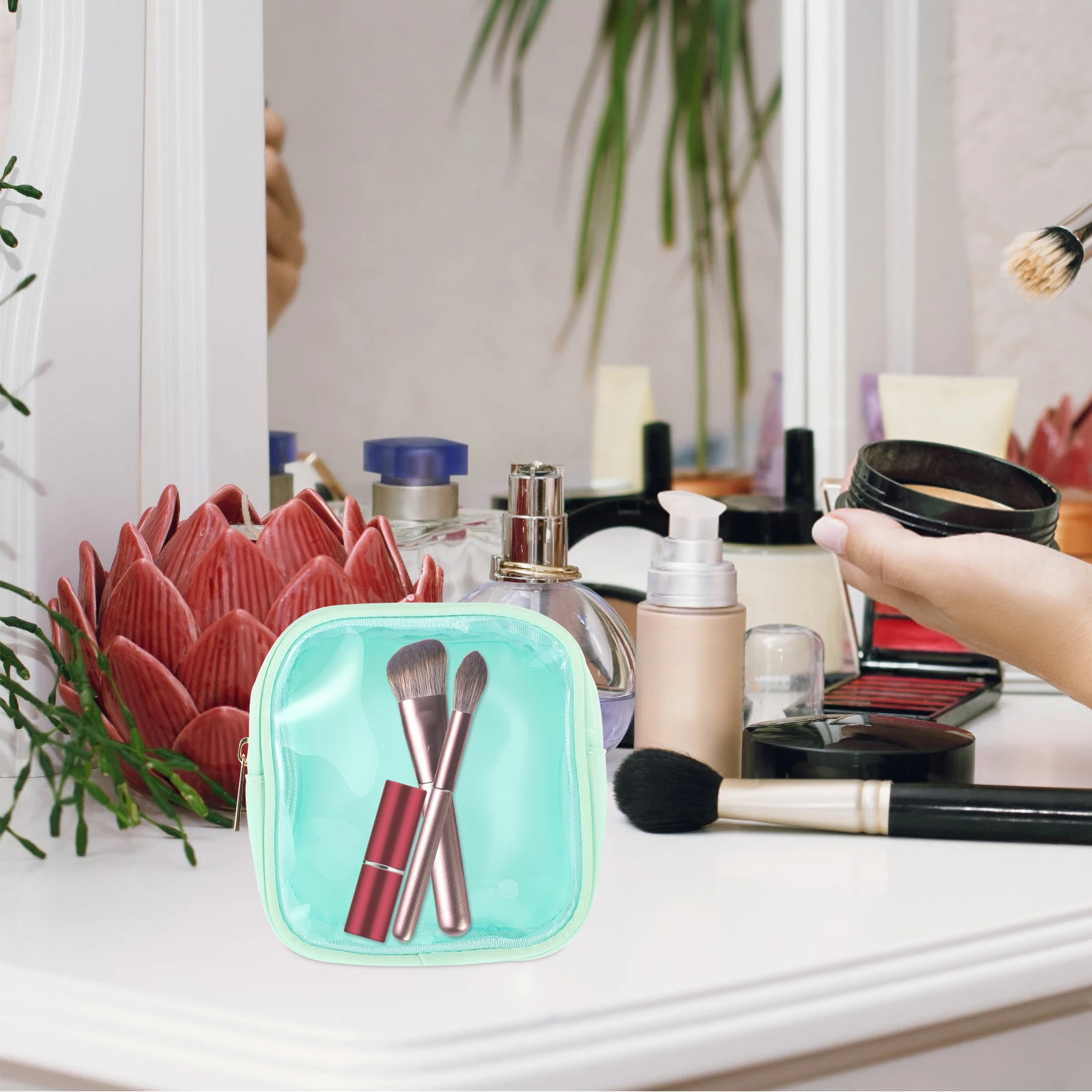 

C y Bag Clear PVC Makeup Pouch Makeup Storage ganizer for Women Travel Waterproof Portable Pink Transparent