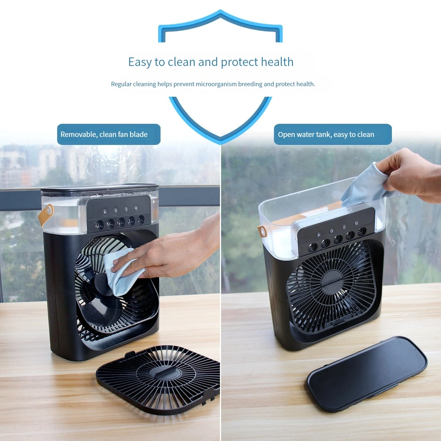 3-in-1 Air humidifier Cooling USB fan Water mist Small refrigeration Air conditioner Mini fan Water cooled silent air cooler