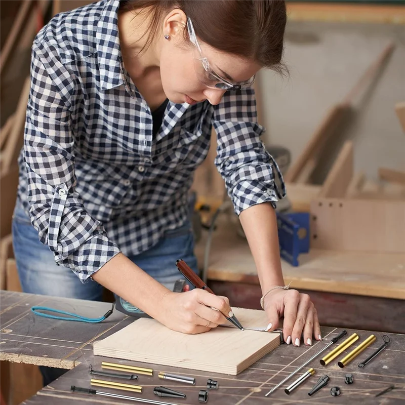 X11A 7Mm Slim Pen Set With Refills Wood Rotary Pen Kit For DIY Copper Friends Teacher Student C