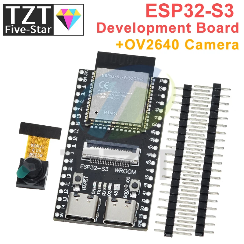 Imagem -05 - Tzt Cam Placa de Desenvolvimento Cam Wifi Módulo Bluetooth Câmera Ov2640 Wroom N16r8 Esp32-s3