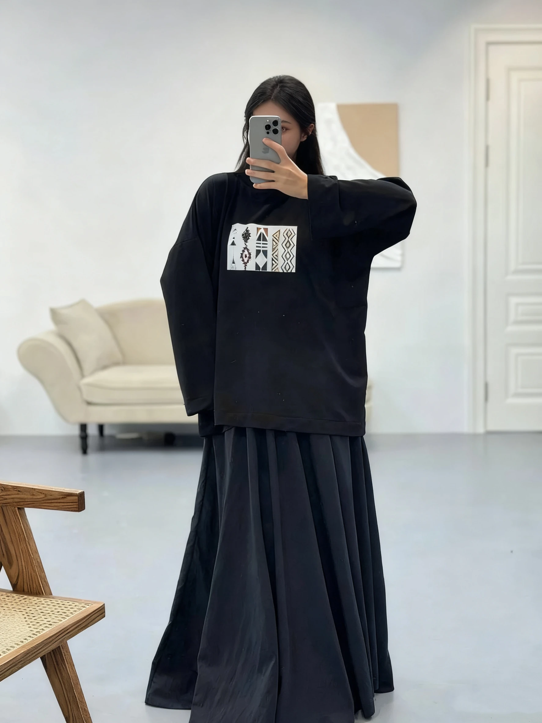 Loose Cotton Long Sve T-irt Faionable Casual Versatile Printed Women's Tee Comfortable Breathable round Ne Top