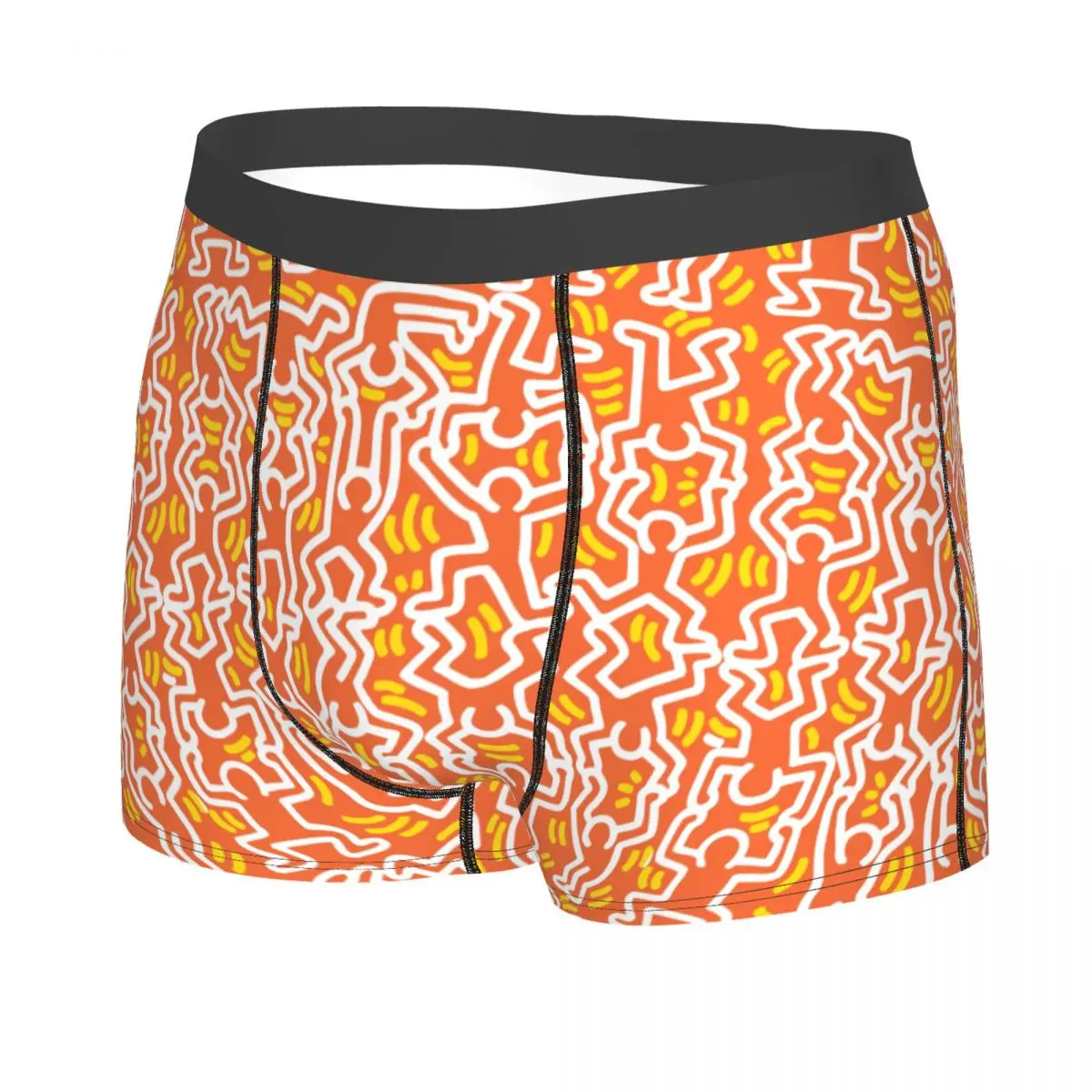 Custom Orange Slice Abstract Haring Dance Underwear Male Print Boxer Shorts Panties Briefs Soft Underpants