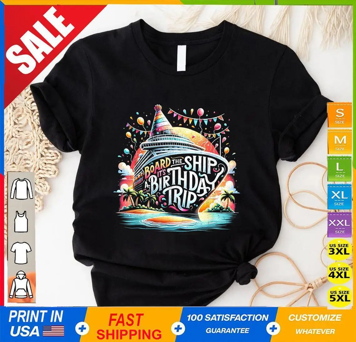 Board The Ship It s A Birthday Trip Birthday Cruise Squad T-Shirt