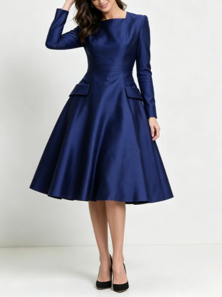 

Modigirl Women’s Elegant Party Dresses 2025 High Waisted Square-neck Long Sleeve Formal Wedding Guest Dresses Classy Outfit