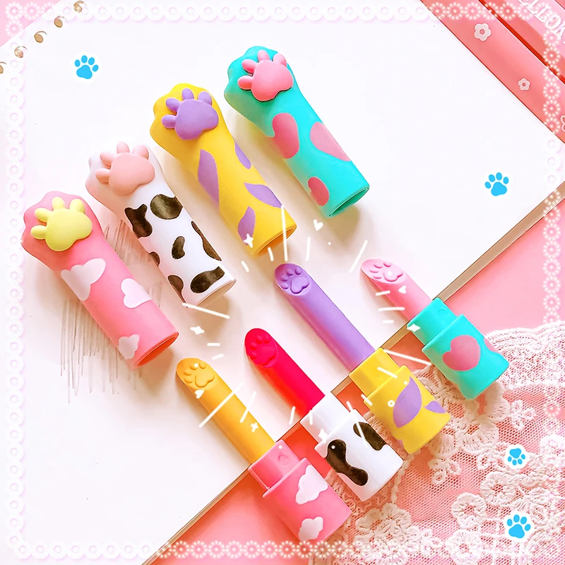 Kawaii Stationery Aesthetic stationery items office supplies gift cute things for school cat paw Lipstick design eraser Rubber