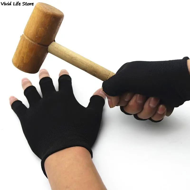 Half Finger Fingerless Gloves For Women And Men Wool Knit Wrist Cotton Gloves