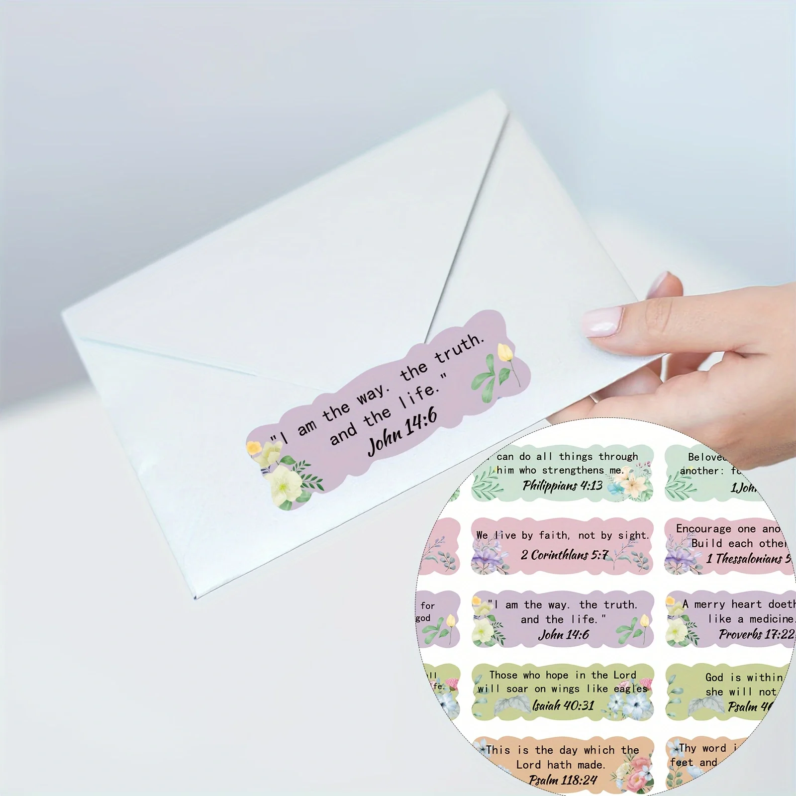 200pcs Inspirational Stickers Colorful Flowers Verse Stickers Planner Religious Stickers Vase Laptop Screen Labels.