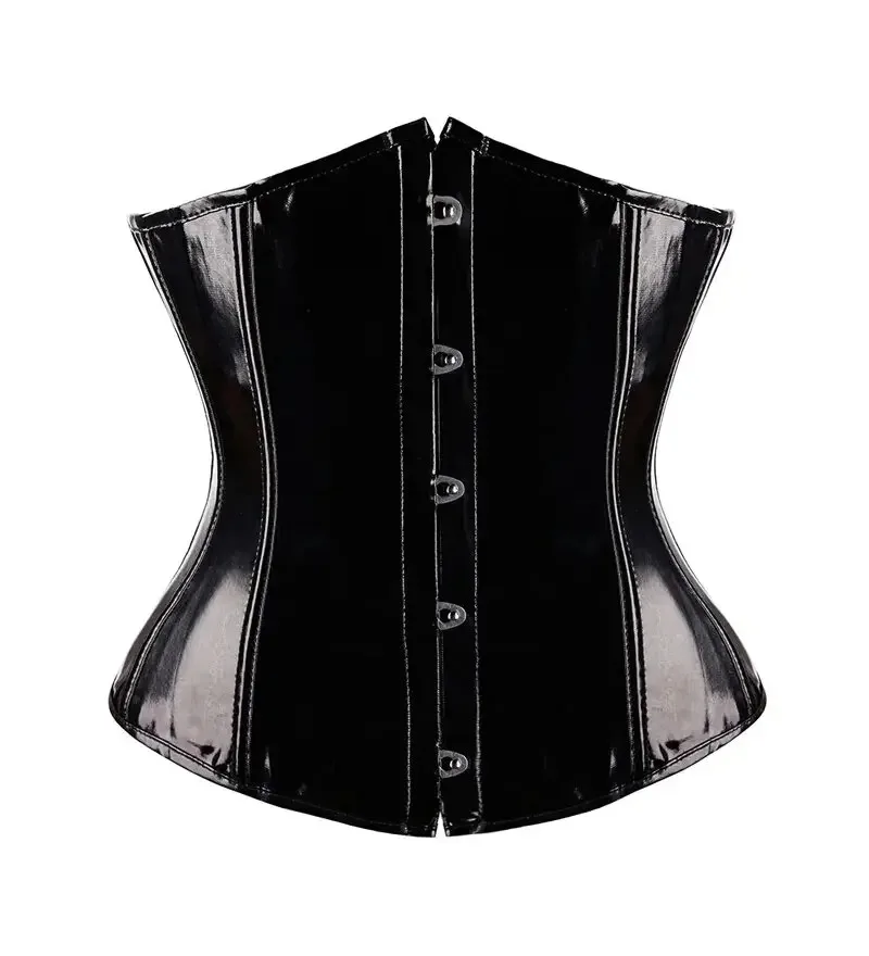 

PVC Underbust Corset Shiny Pu Leather Bustier Waist Training Cincher Women's Sexy Lace-Up Bustiers & Corsets