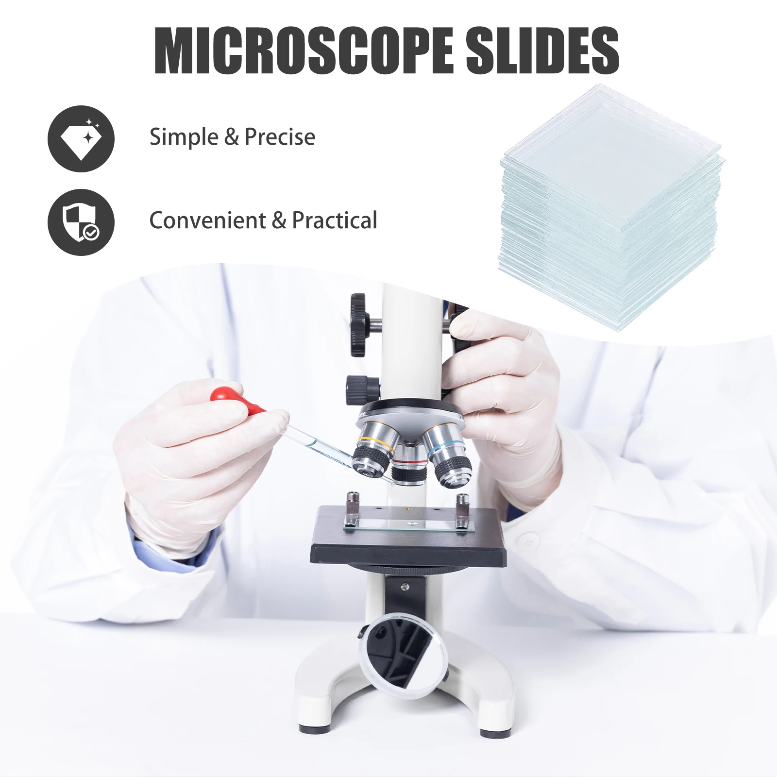

500Pcs Clear Square Cover Slips Microscope Slides Glass Specimen Preparation Cover Glasses Microscope Slides