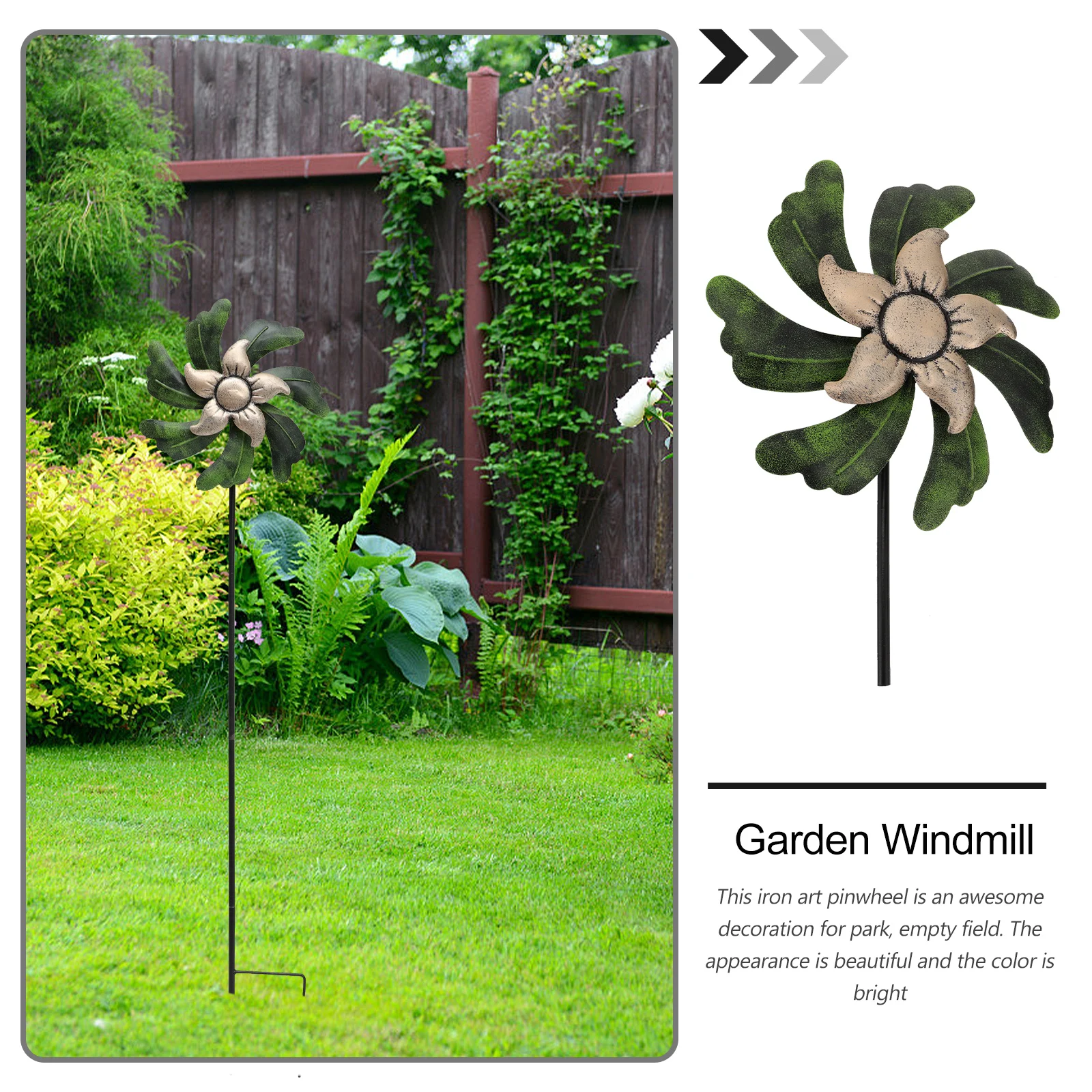 

Iron Windmill Garden nament Colorful Yard Adornment Outdoor Decor Park Pinwheel Durable Long Lasting Use Easy Install DIY