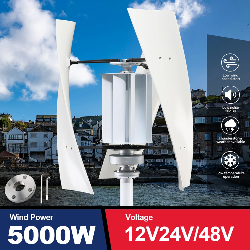 

5000w Portable Wind Generator Turbine 3 Blades 12v 24v 48v With Mppt/Hybrid Charge Controller Windmill For Yacht Farm Home Use