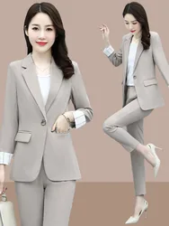 Set di due pezzi Blazer classico alla moda a maniche lunghe con pantaloni donna Chic semplice ed elegante Business Blazer Pant Office Suit