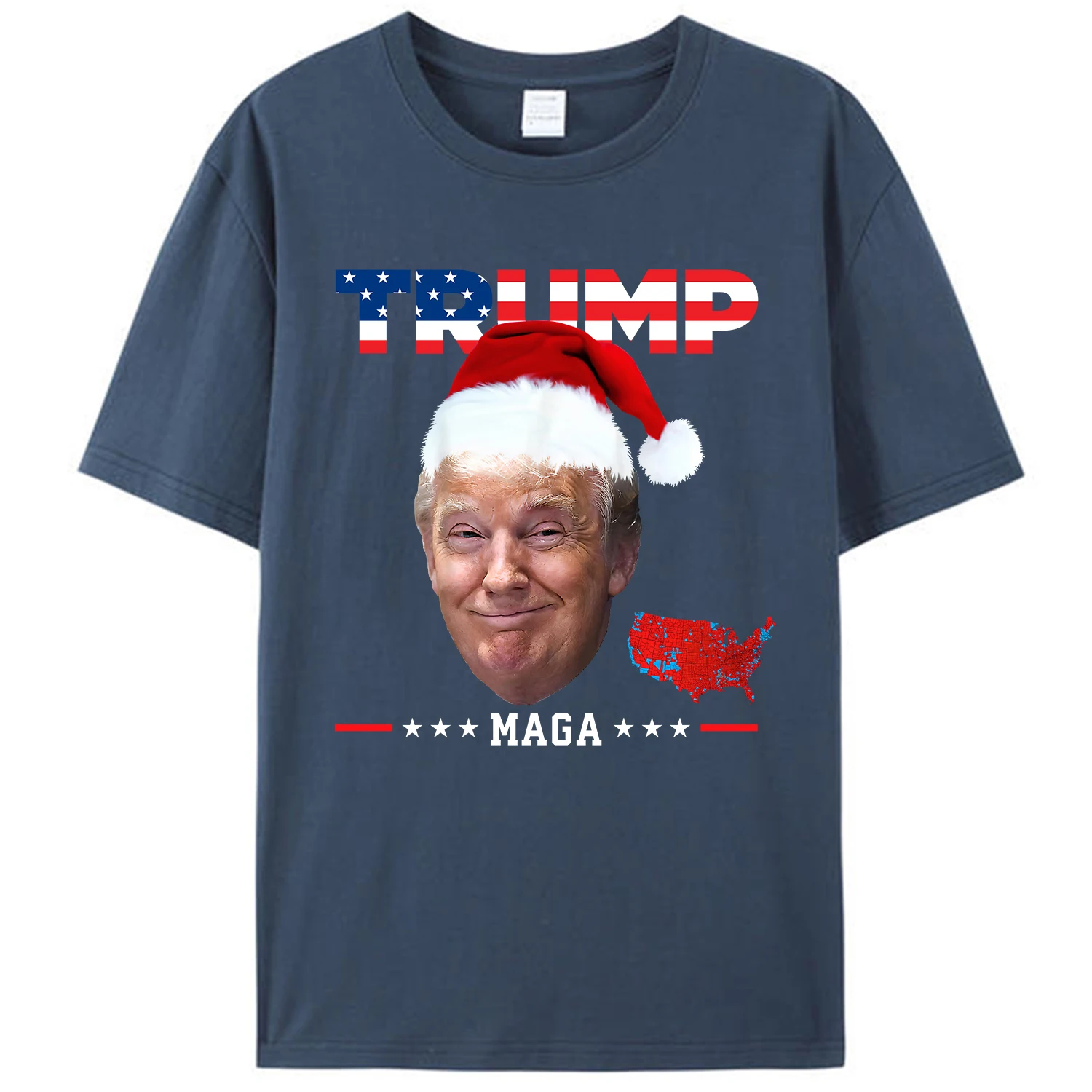 

Donald Trump Christmas T Shirt Funny MAGA Santa Hat Tee Shirts Family Holiday Gift Tops Women Men Clothing