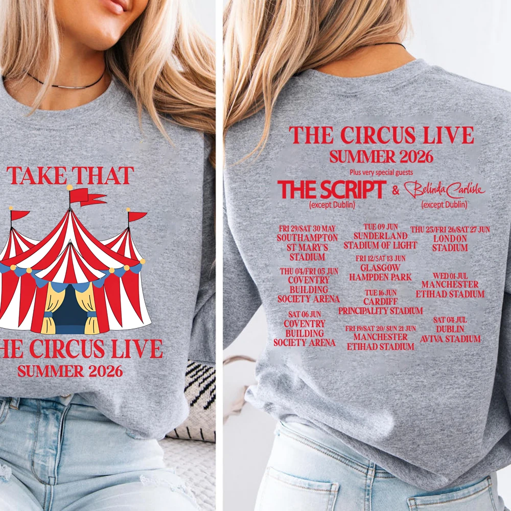 

Take That Circus Live Summer 2026 Sweatshirt TT & Party Music Band Concert Shirt Trendy Take That Fans Merch Vintage Sweatshirts