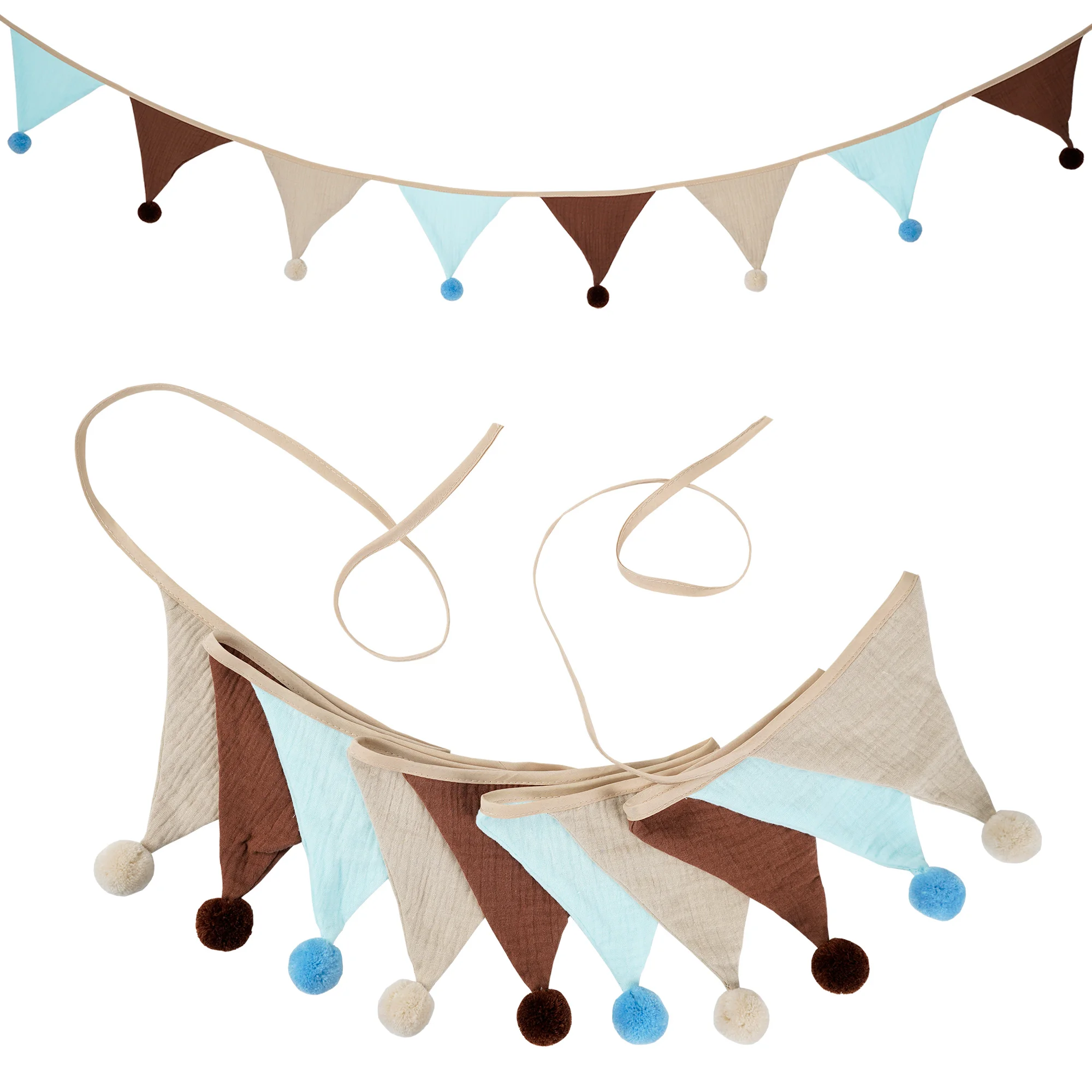2,6 m/8,5 ft Kindergarten Stoff Bunting 10 Dreieck Wimpel Flaggen mit Kugeln Party Decor Banner Home Baby Dusche Karneval Girlande – Detail 36