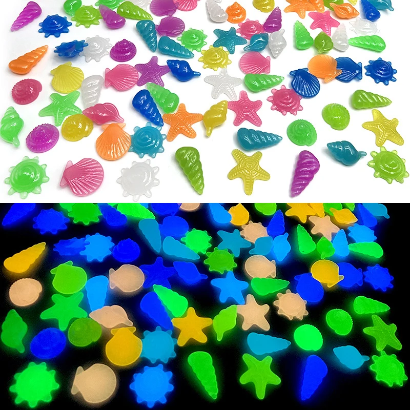 20 piezas accesorios DIY para acuario, decoración de jardín, concha luminosa, adornos de estrella de mar, decoración de pecera al aire libre