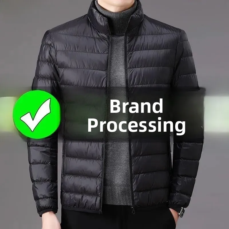 

Мужская легкая пуховая куртка из хлопка для осени и зимы, повседневная, теплая, с воротником-стойкой, для молодых мужчин, белая, легкая, свободного кроя